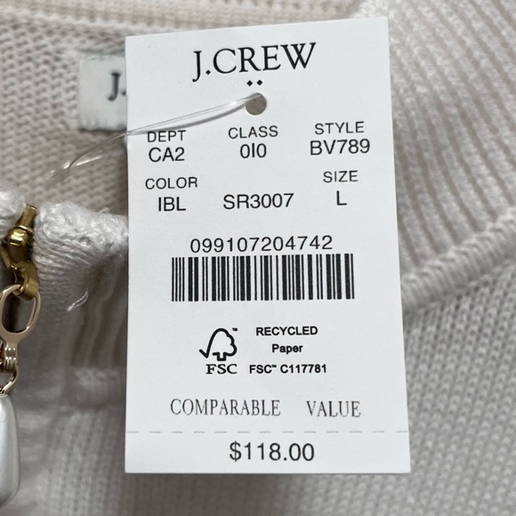 J Crew Striped half-zip sweater with pearl zipper in weekend stripe size large - Picture 6 of 8